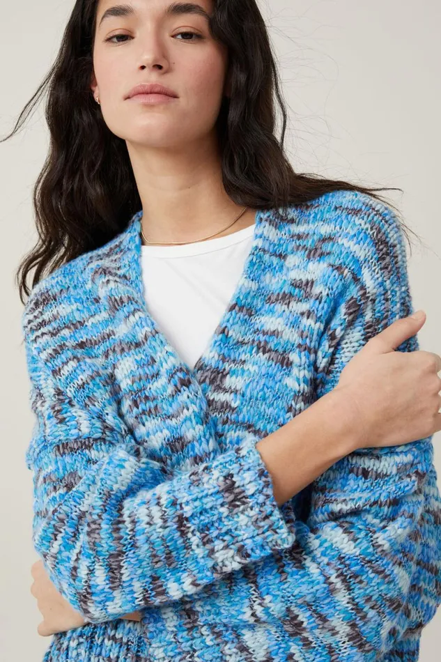 Women Sweaters and Cardigans Cotton On Happy Crop Cardigan Blue Multi