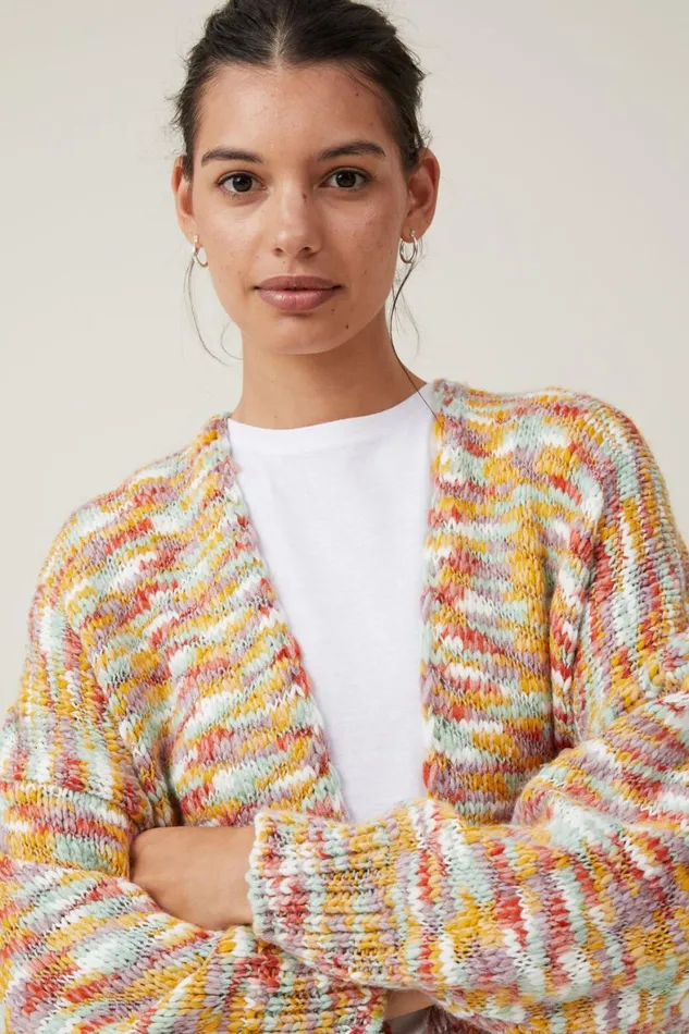 Women Sweaters and Cardigans Cotton On Happy Crop Cardigan Rainbow Multi