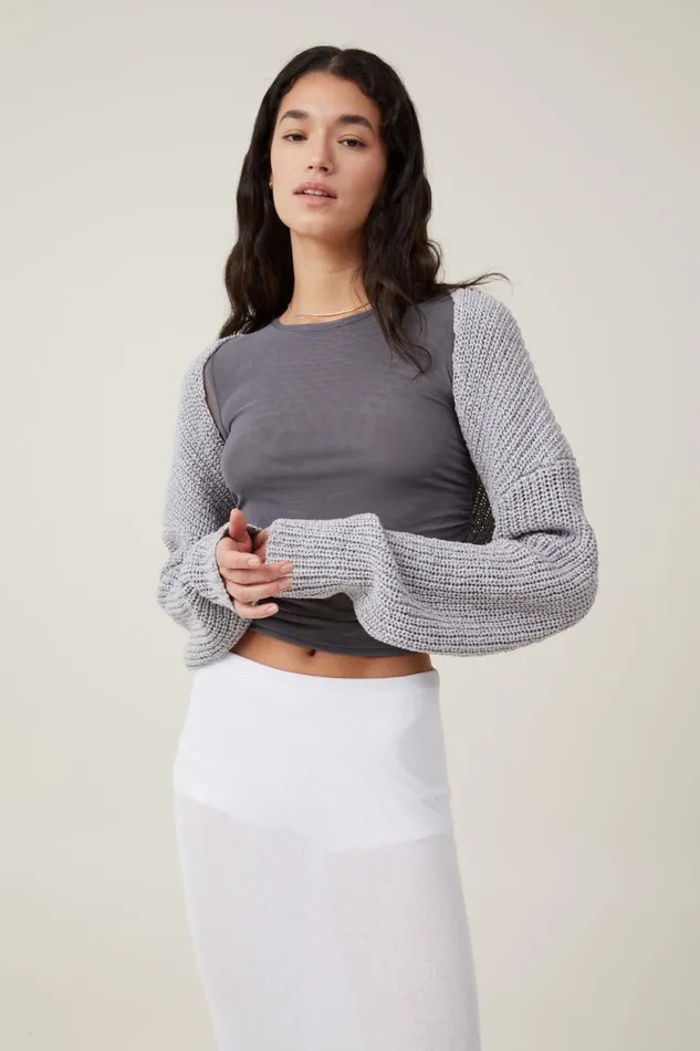 Women Sweaters and Cardigans Cotton On Texture Shrug Grey Shadow Marle