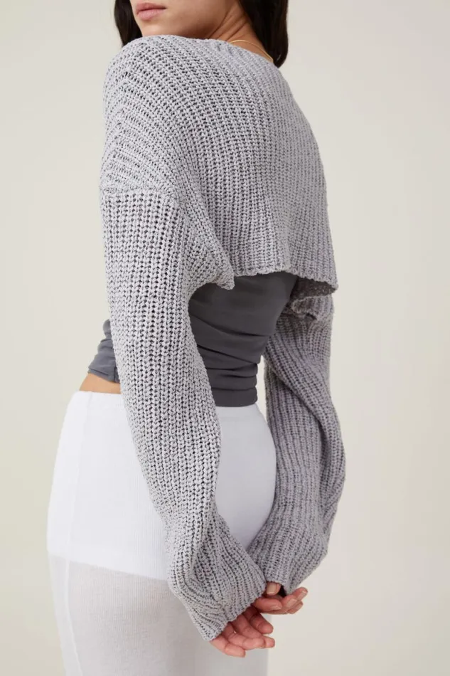 Women Sweaters and Cardigans Cotton On Texture Shrug Grey Shadow Marle