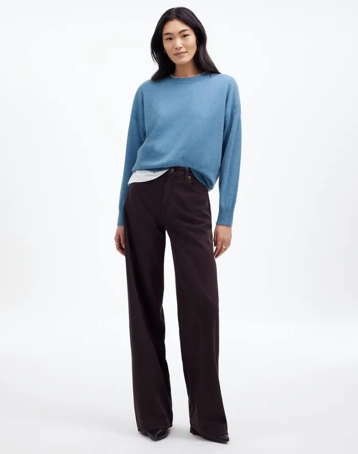 Women Sweaters Madewell Cashmere Relaxed Crewneck Sweater Hthr Denim Blue