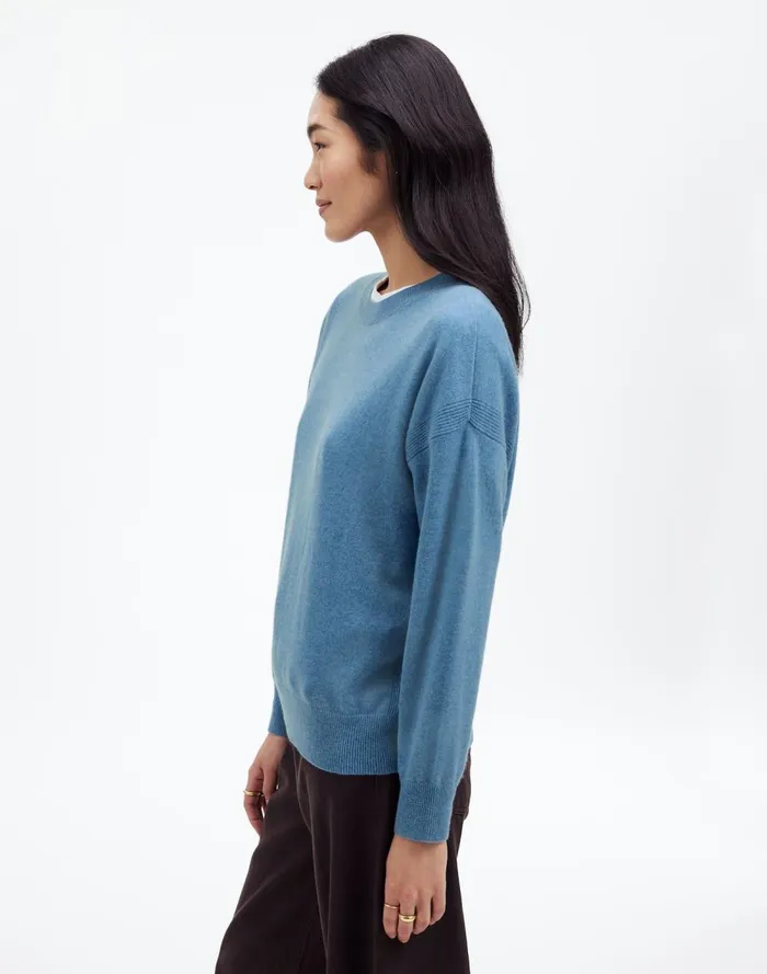 Women Sweaters Madewell Cashmere Relaxed Crewneck Sweater Hthr Denim Blue