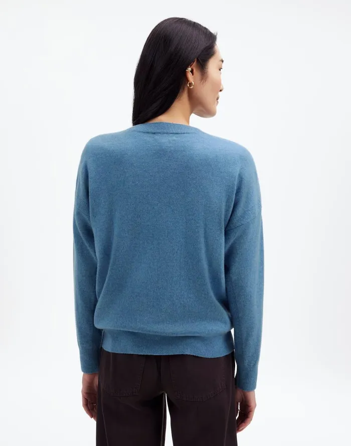 Women Sweaters Madewell Cashmere Relaxed Crewneck Sweater Hthr Denim Blue