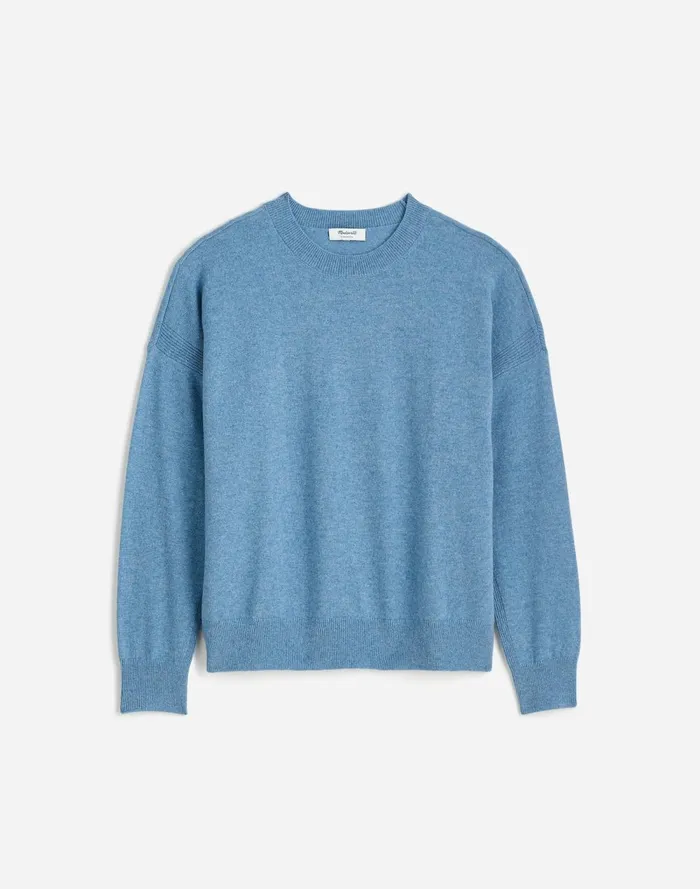 Women Sweaters Madewell Cashmere Relaxed Crewneck Sweater Hthr Denim Blue