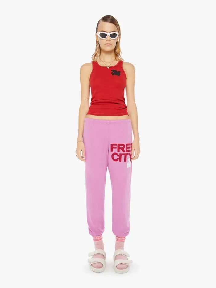 Women Sweatpants Mother Denim Large Sweatpant Pinklips Cherry