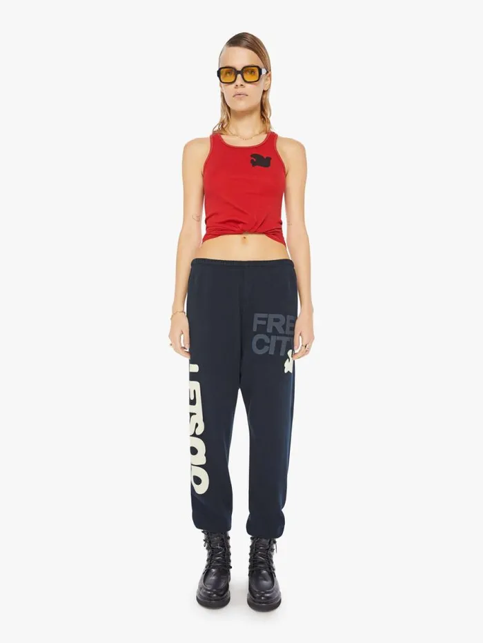 Women Sweatpants Mother Denim LETSGO OG Superyumm Sweatpant Blue navy