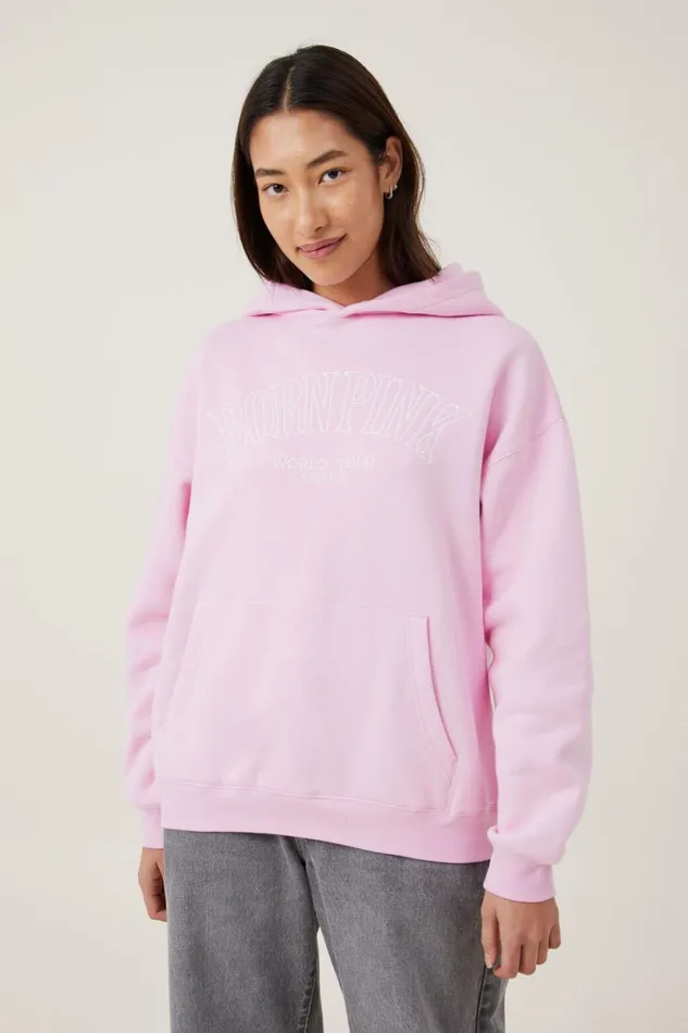 Women Sweats and Hoodies Cotton On Black Pink Hoodie Lcn Br Black Pink Born Pink Candy Pink