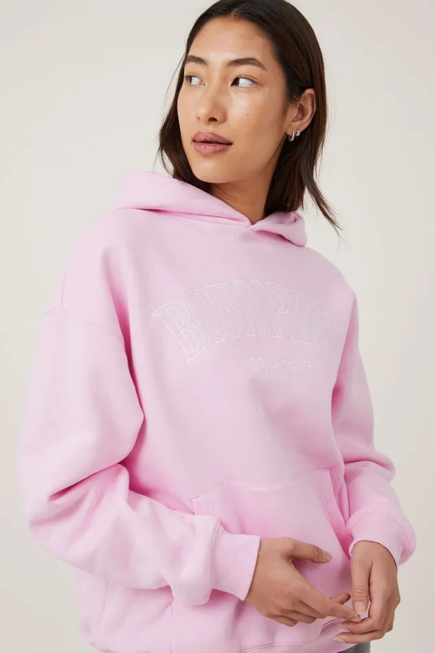 Women Sweats and Hoodies Cotton On Black Pink Hoodie Lcn Br Black Pink Born Pink Candy Pink