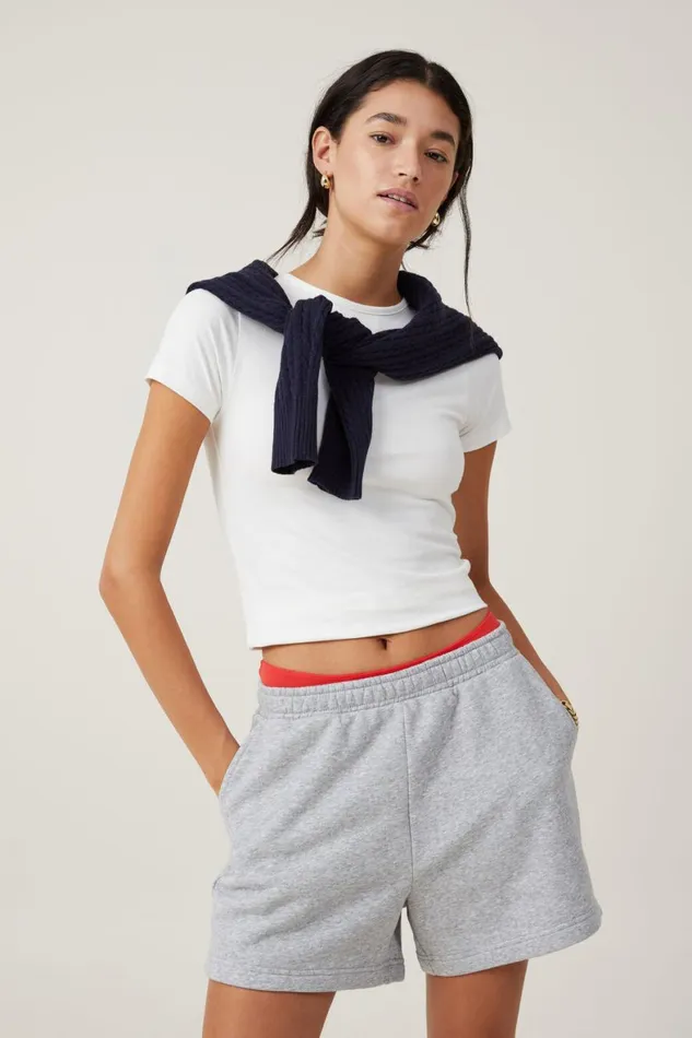Women Sweats and Hoodies Cotton On Classic Fleece Short Grey Marle