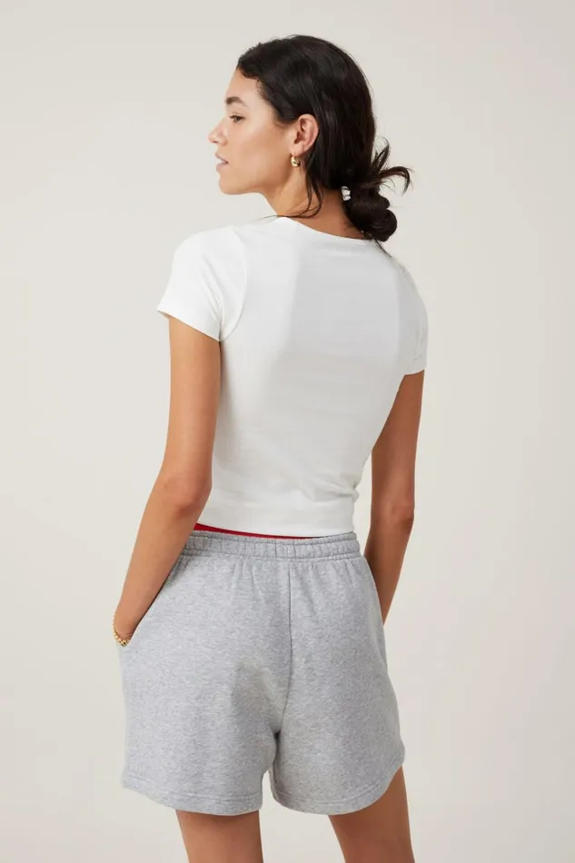 Women Sweats and Hoodies Cotton On Classic Fleece Short Grey Marle
