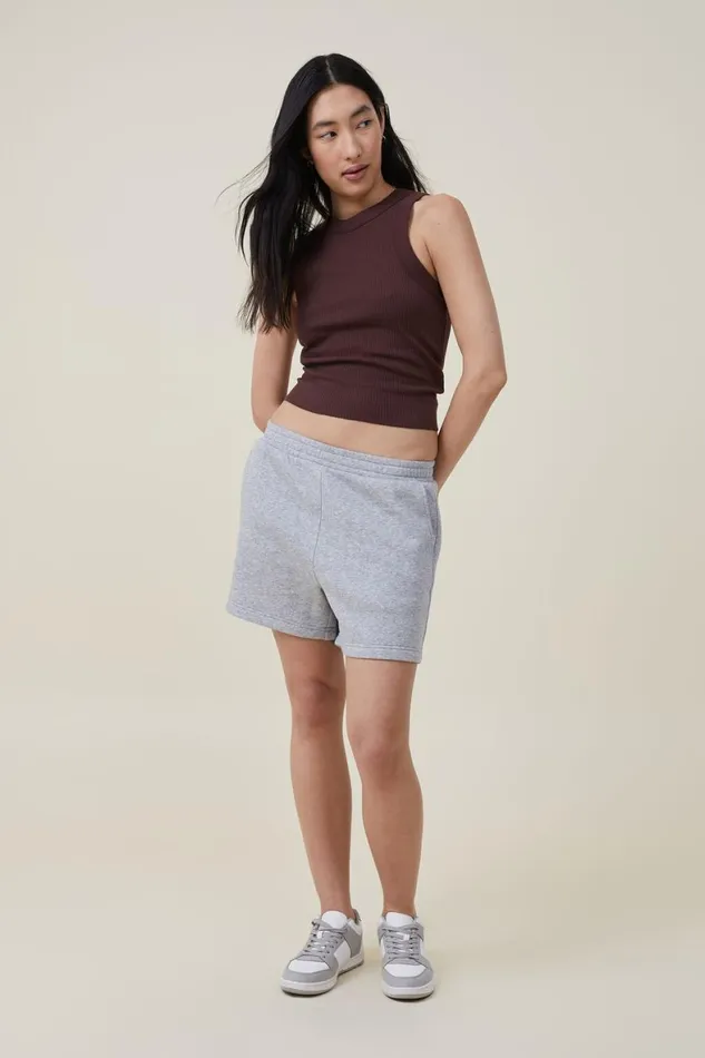 Women Sweats and Hoodies Cotton On Classic Fleece Short Grey Marle