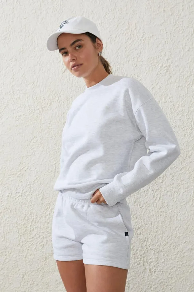 Women Sweats and Hoodies Cotton On Plush Essential Crew Jumper Core Cloudy Grey Marle