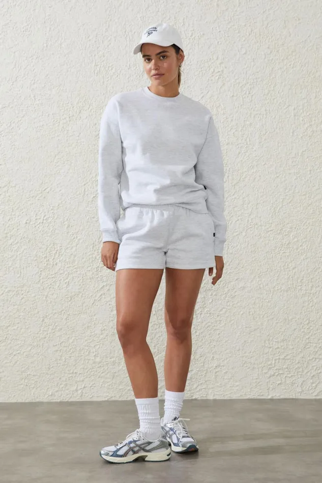 Women Sweats and Hoodies Cotton On Plush Essential Crew Jumper Core Cloudy Grey Marle