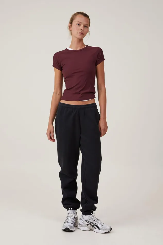 Women Sweats and Hoodies Cotton On Plush Essential Gym Sweatpant Black