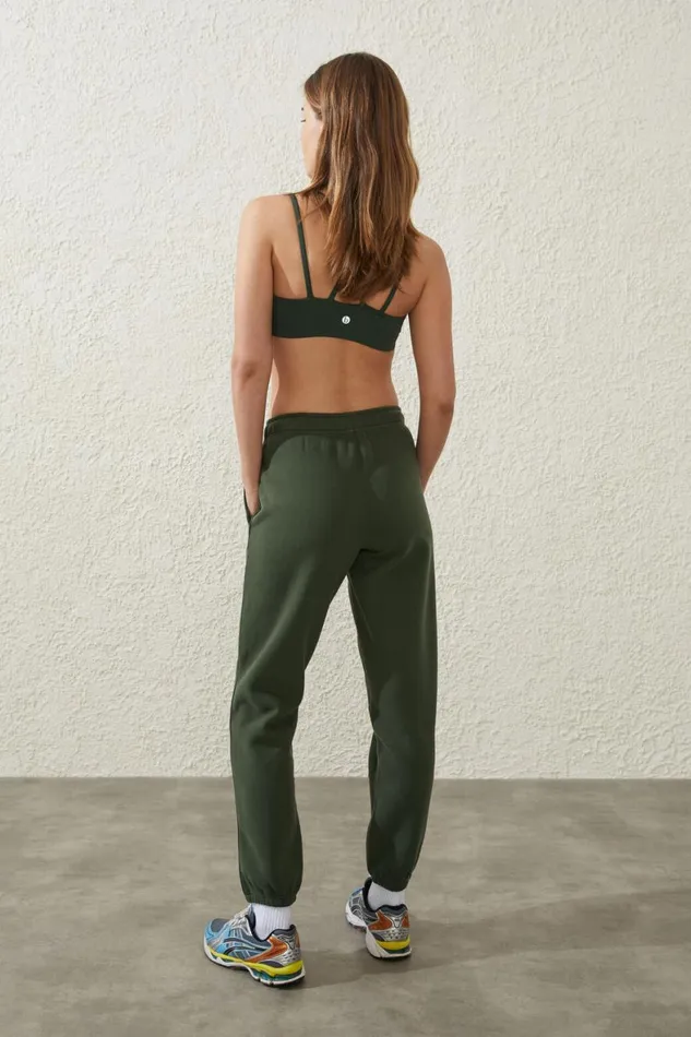 Women Sweats and Hoodies Cotton On Plush Essential Gym Trackpant Forest Green