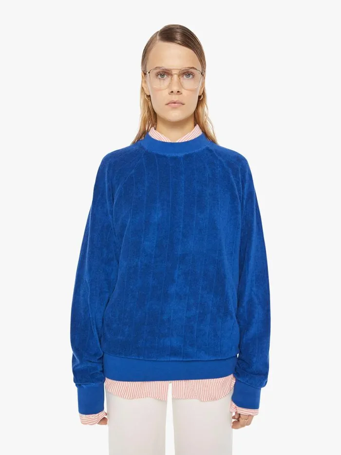 Women Sweatshirts Mother Denim Cunha Ribbed Sweatshirt Blue