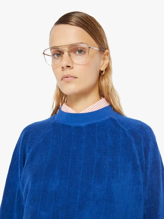 Women Sweatshirts Mother Denim Cunha Ribbed Sweatshirt Blue