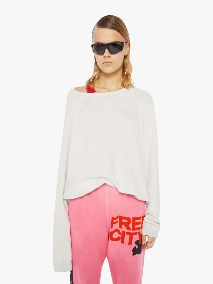 Women Sweatshirts Mother Denim LNLSUN Superyumm Biggie Raglan Chalk Glass