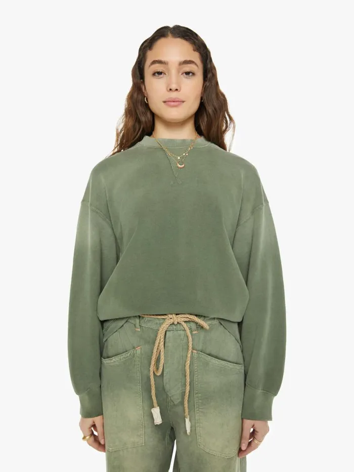 Women Sweatshirts Mother Denim Relax French Terry Sweatshirt Green medium