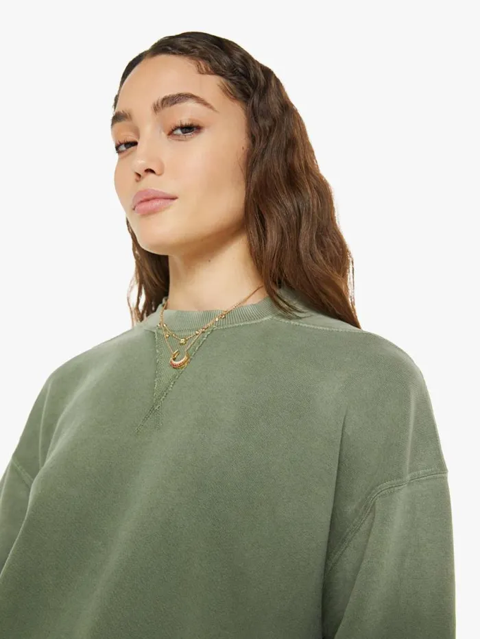 Women Sweatshirts Mother Denim Relax French Terry Sweatshirt Green medium