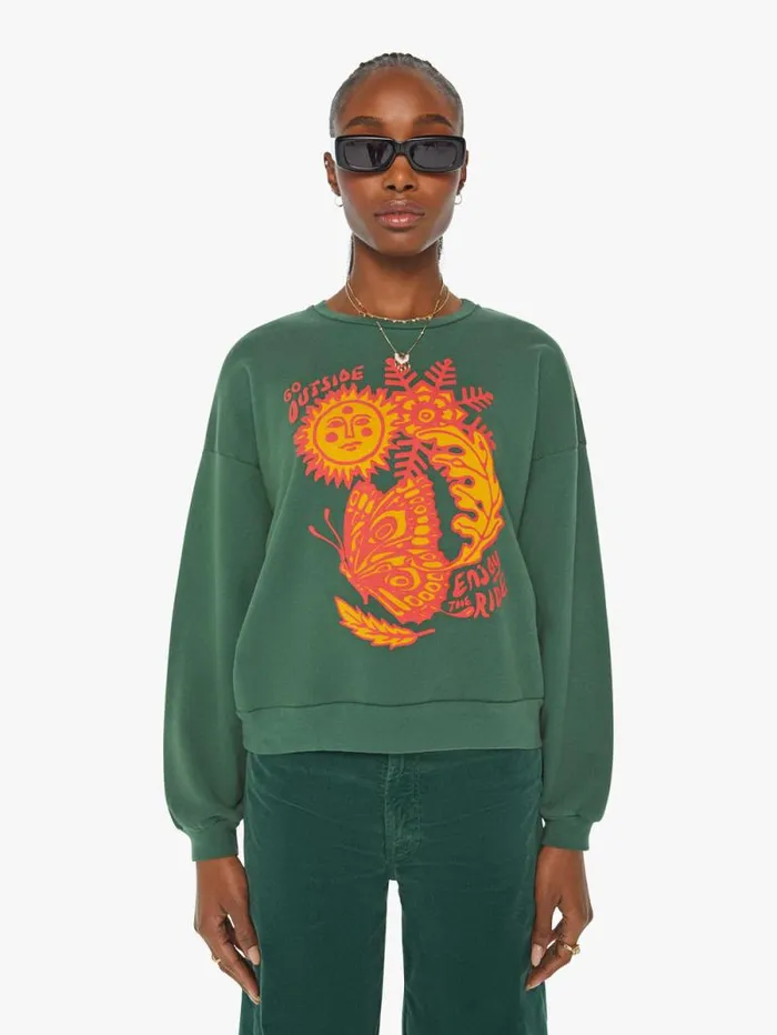 Women Sweatshirts Mother Denim The Drop Square Green dark