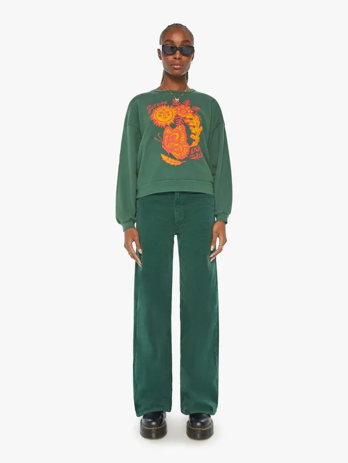 Women Sweatshirts Mother Denim The Drop Square Green dark