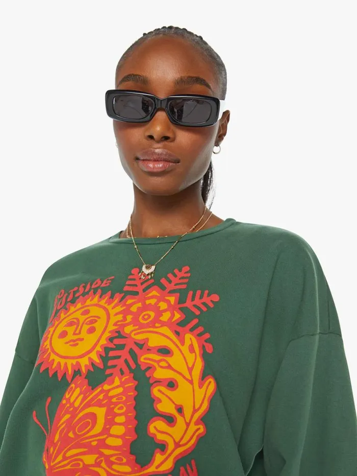 Women Sweatshirts Mother Denim The Drop Square Green dark