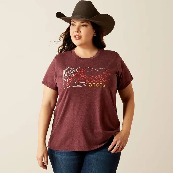 Women TShirts and Tops Ariat Ariat Modern Neon TShirt Maroon Heather Women TShirts and Tops Ariat Ariat Modern Neon TShirt Maroon Heather