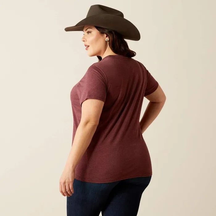 Women TShirts and Tops Ariat Ariat Modern Neon TShirt Maroon Heather Women TShirts and Tops Ariat Ariat Modern Neon TShirt Maroon Heather