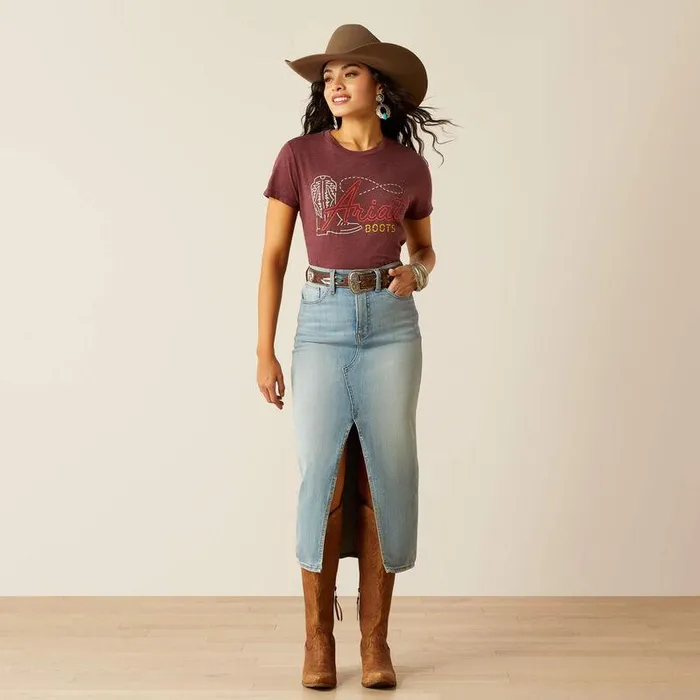 Women TShirts and Tops Ariat Ariat Modern Neon TShirt Maroon Heather Women TShirts and Tops Ariat Ariat Modern Neon TShirt Maroon Heather