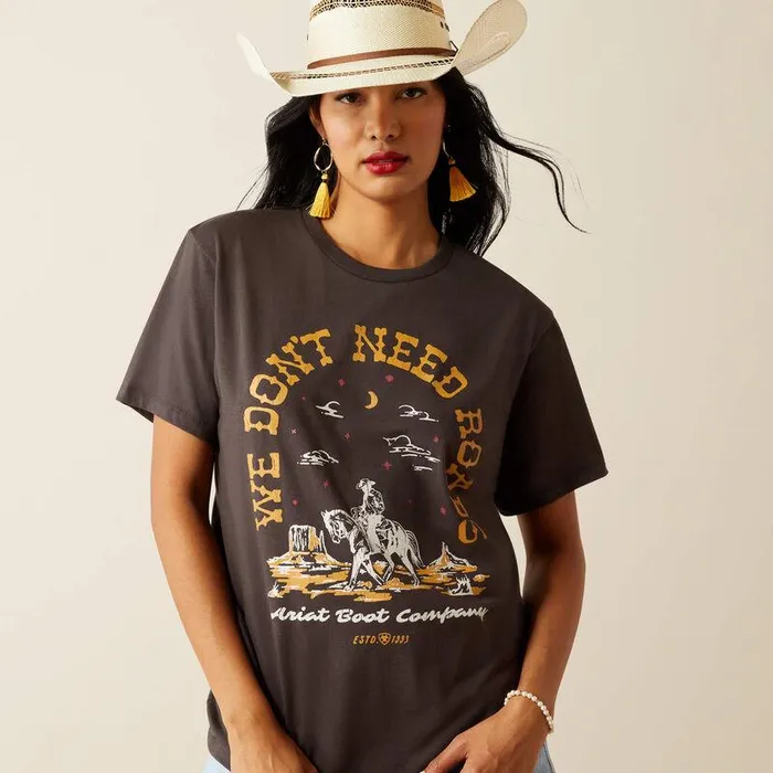 Women TShirts and Tops Ariat Ariat No Roads TShirt Vintage Black
