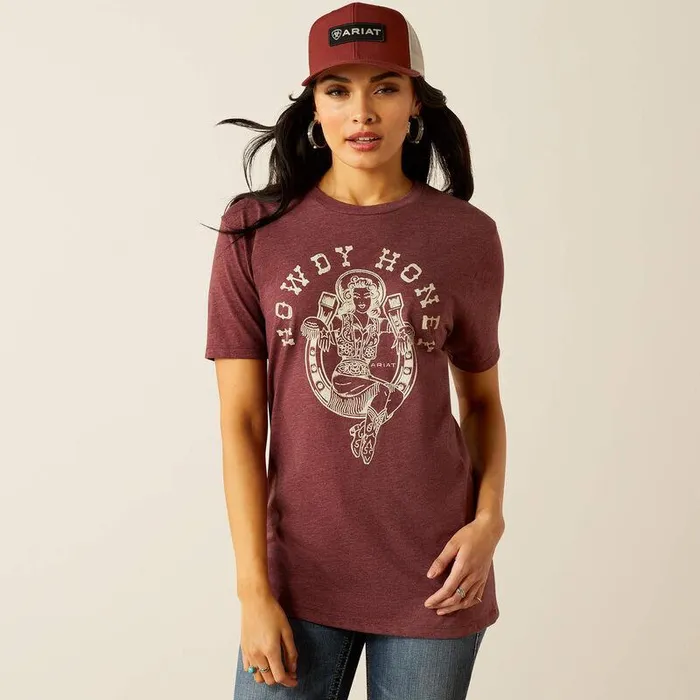 Women TShirts and Tops Ariat Ariat Rodeo Sweetie TShirt Maroon Heather