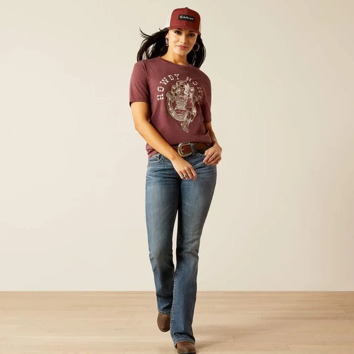 Women TShirts and Tops Ariat Ariat Rodeo Sweetie TShirt Maroon Heather