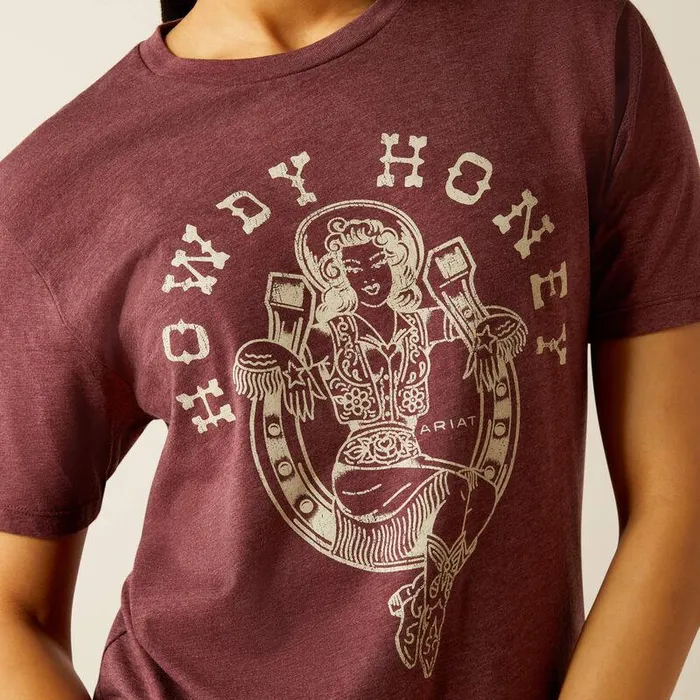 Women TShirts and Tops Ariat Ariat Rodeo Sweetie TShirt Maroon Heather
