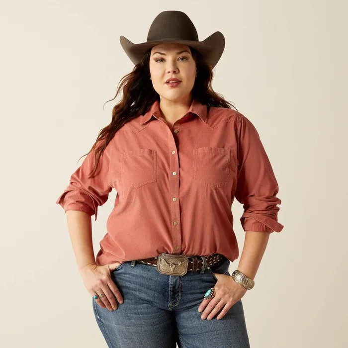 Women TShirts and Tops Ariat Billie Jean Corded Shirt Light Mahogany