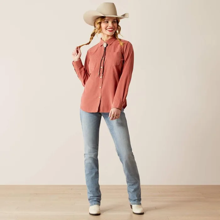 Women TShirts and Tops Ariat Billie Jean Corded Shirt Light Mahogany