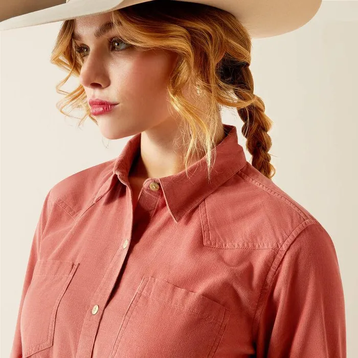 Women TShirts and Tops Ariat Billie Jean Corded Shirt Light Mahogany
