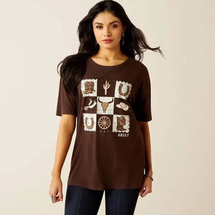 Women TShirts and Tops Ariat Checkerboard TShirt Mole