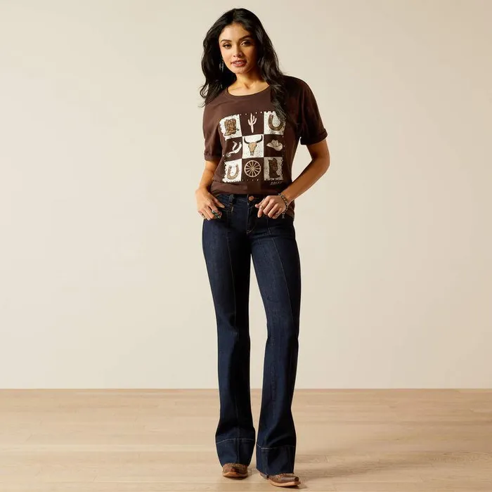 Women TShirts and Tops Ariat Checkerboard TShirt Mole