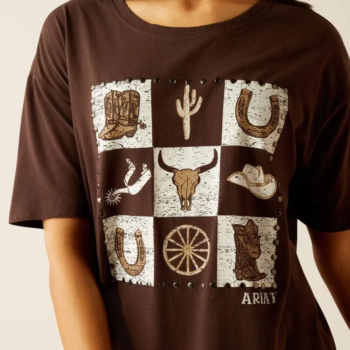 Women TShirts and Tops Ariat Checkerboard TShirt Mole