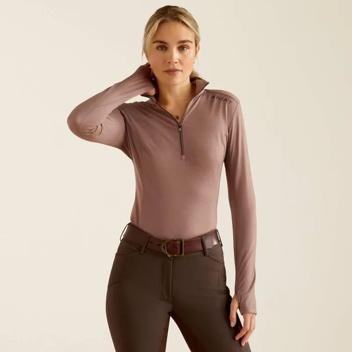 Women TShirts and Tops Ariat Cheviot 14 Zip Baselayer Twilight Mauve