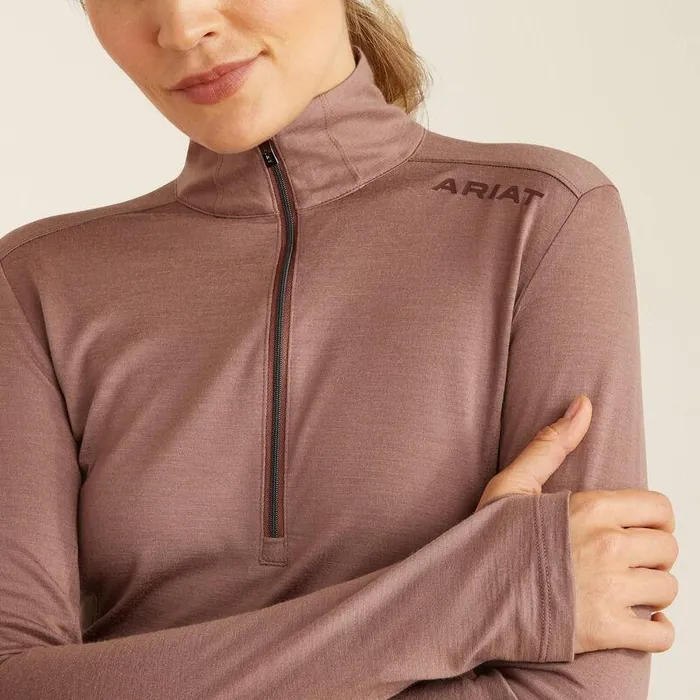 Women TShirts and Tops Ariat Cheviot 14 Zip Baselayer Twilight Mauve