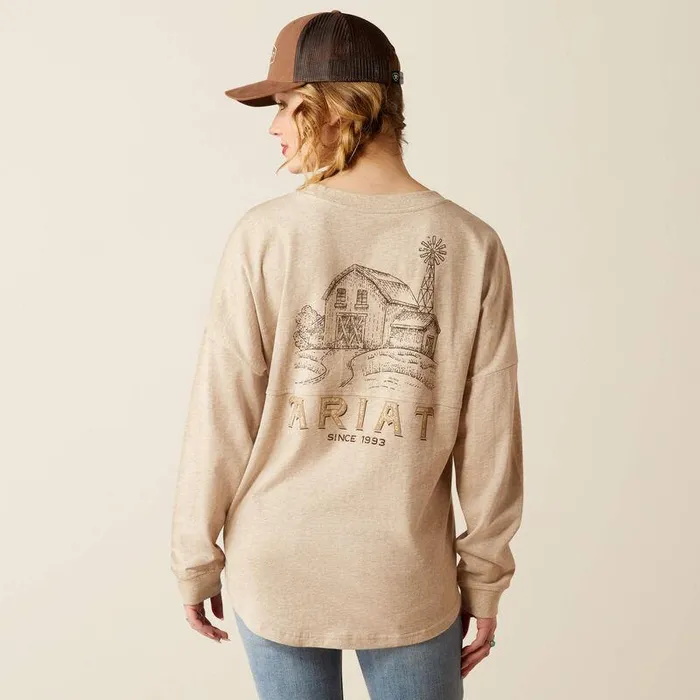 Women TShirts and Tops Ariat Miller Oversized Tee Oatmeal Heather
