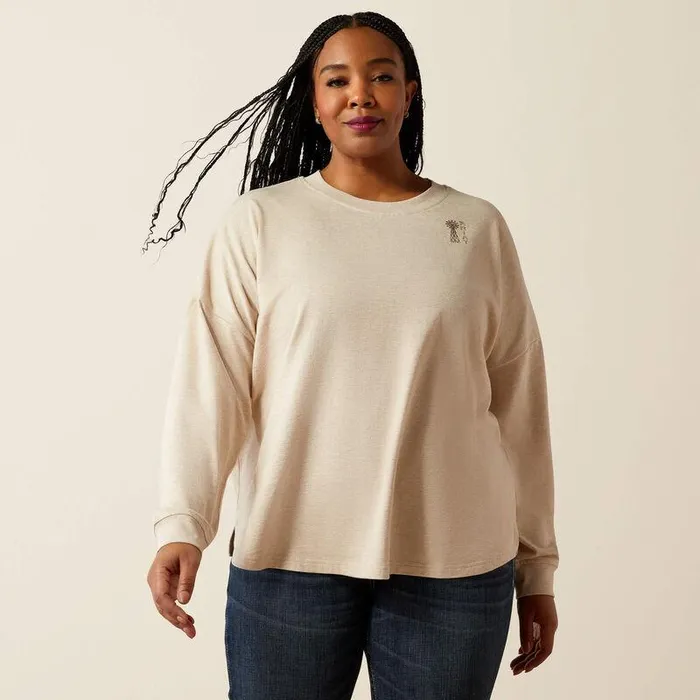 Women TShirts and Tops Ariat Miller Oversized Tee Oatmeal Heather