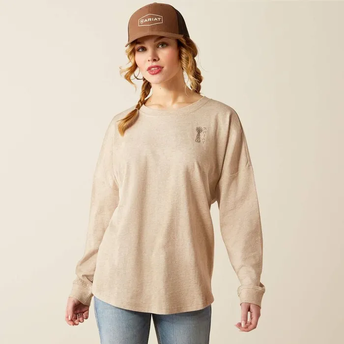 Women TShirts and Tops Ariat Miller Oversized Tee Oatmeal Heather