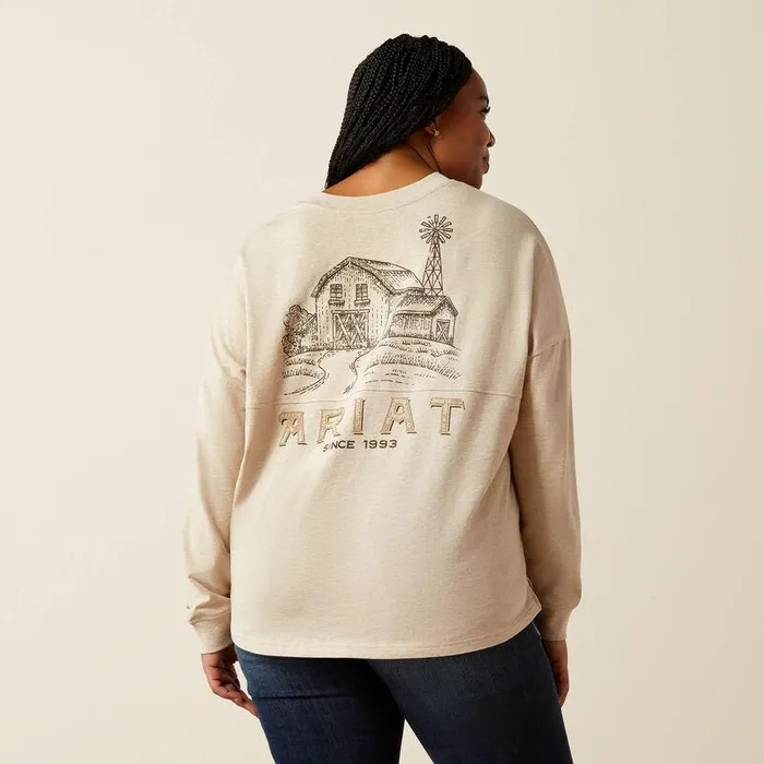 Women TShirts and Tops Ariat Miller Oversized Tee Oatmeal Heather
