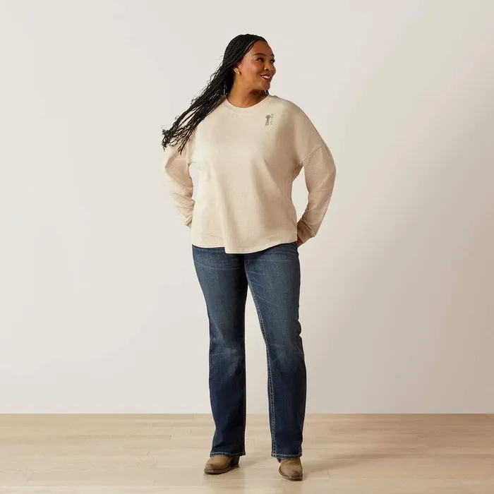 Women TShirts and Tops Ariat Miller Oversized Tee Oatmeal Heather