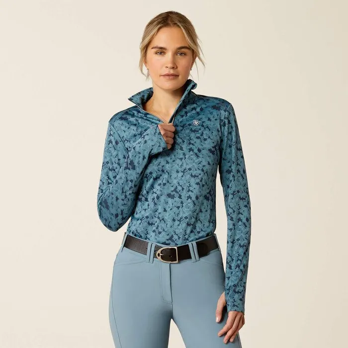 Women TShirts and Tops Ariat Prophecy 14 Zip Baselayer Navy Eclipse and Bluestone