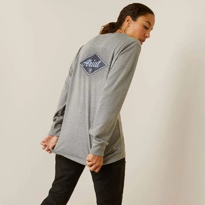 Women TShirts and Tops Ariat Rebar Cotton Strong Diamond Heather Grey