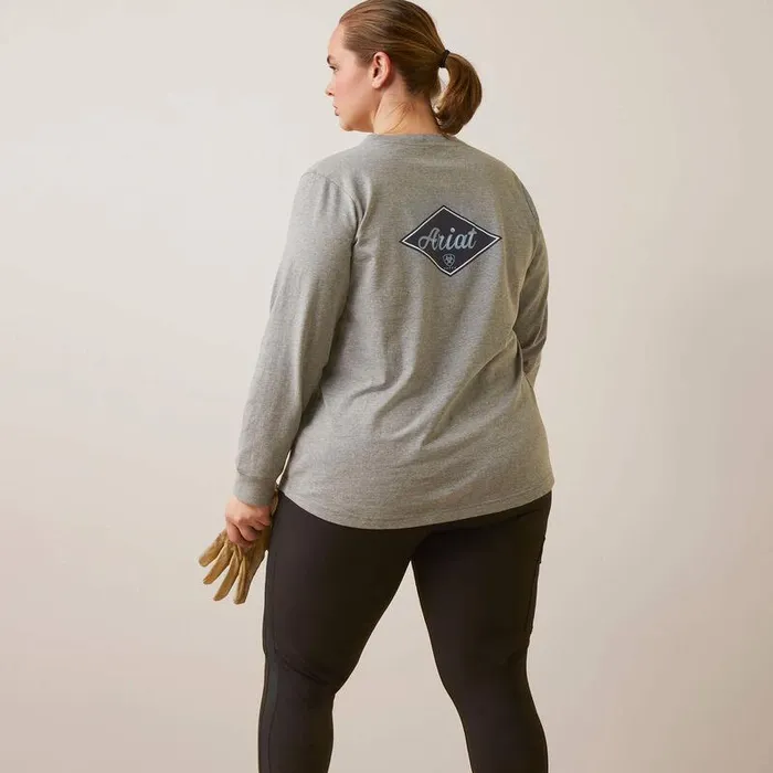 Women TShirts and Tops Ariat Rebar Cotton Strong Diamond Heather Grey Women TShirts and Tops Ariat Rebar Cotton Strong Diamond Heather Grey